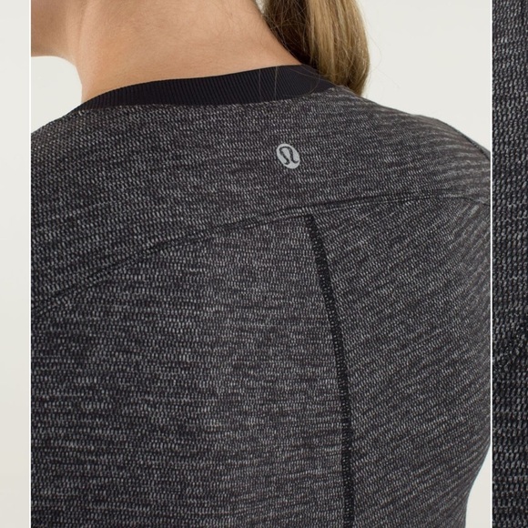 {EUC LuluLemon Base Runner Long Sleeve Top Mini Pique Heathered Black Size 4} - Picture 6 of 14